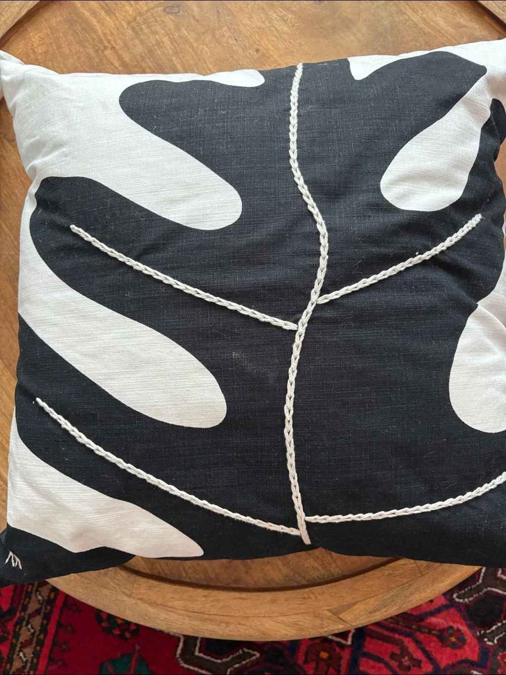 Black and White Abstract Leaf Throw Pillows (Set of 2)
